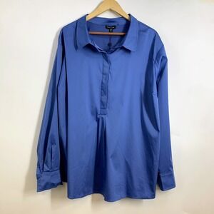 Universal Standard Women's Oversized Button Down Shirt Blue Size 2XL NWT